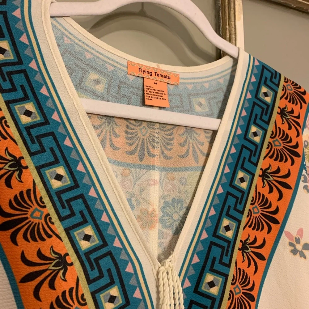 Boho Flowy Tie Front Blouse - Picture 5 of 6